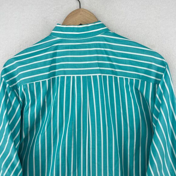 TOMMY BAHAMA Shirt Mens L Striped Flip Cuff Button Up Pima Cotton Teal Green - Picture 4 of 16